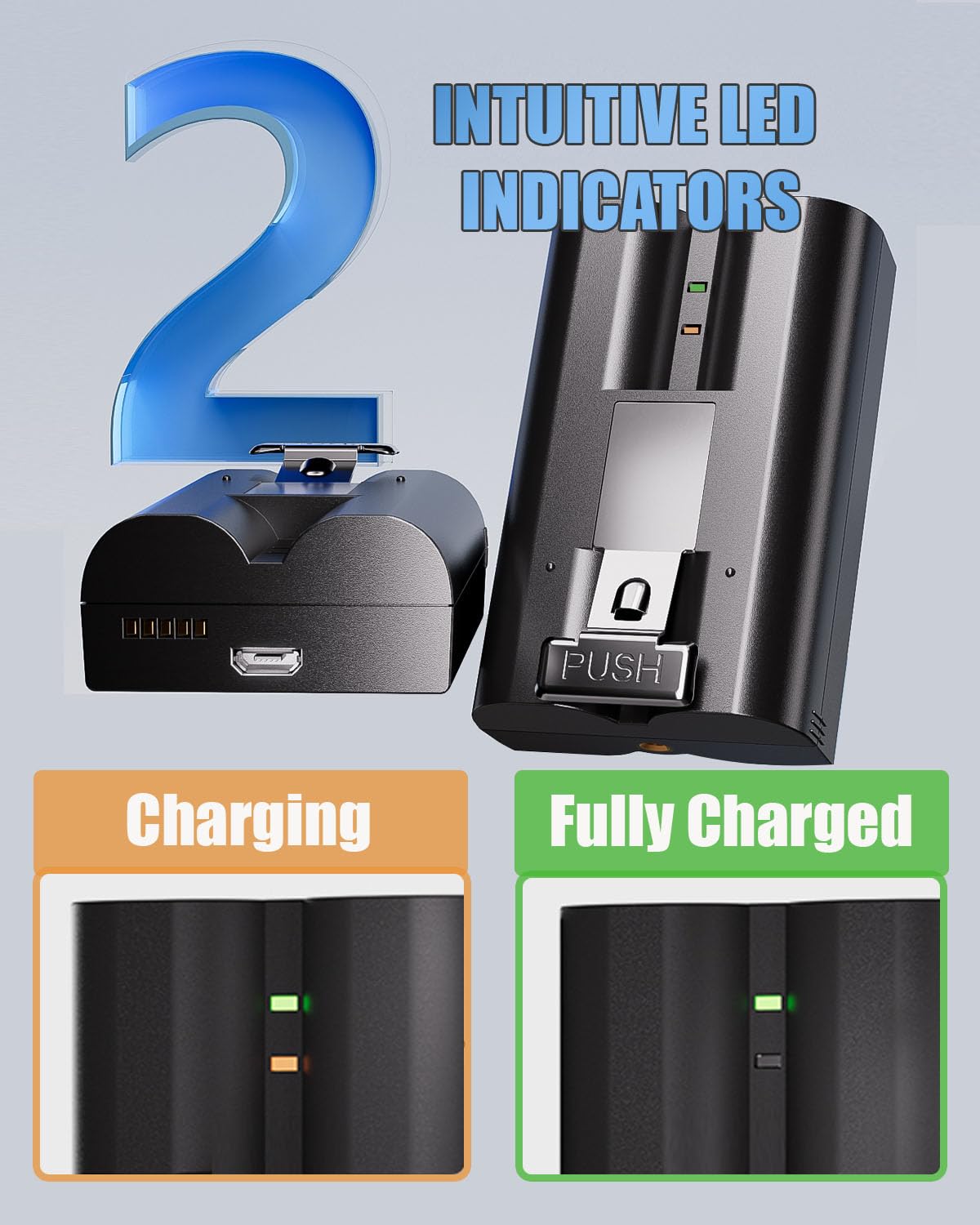 DangChu dual-charge base supports simultaneous recharge for two batteries.