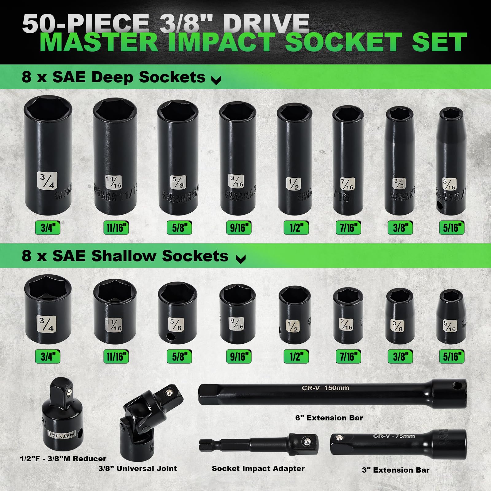 Dangkiy shallow metric sockets (8-22 mm) ready for fast access