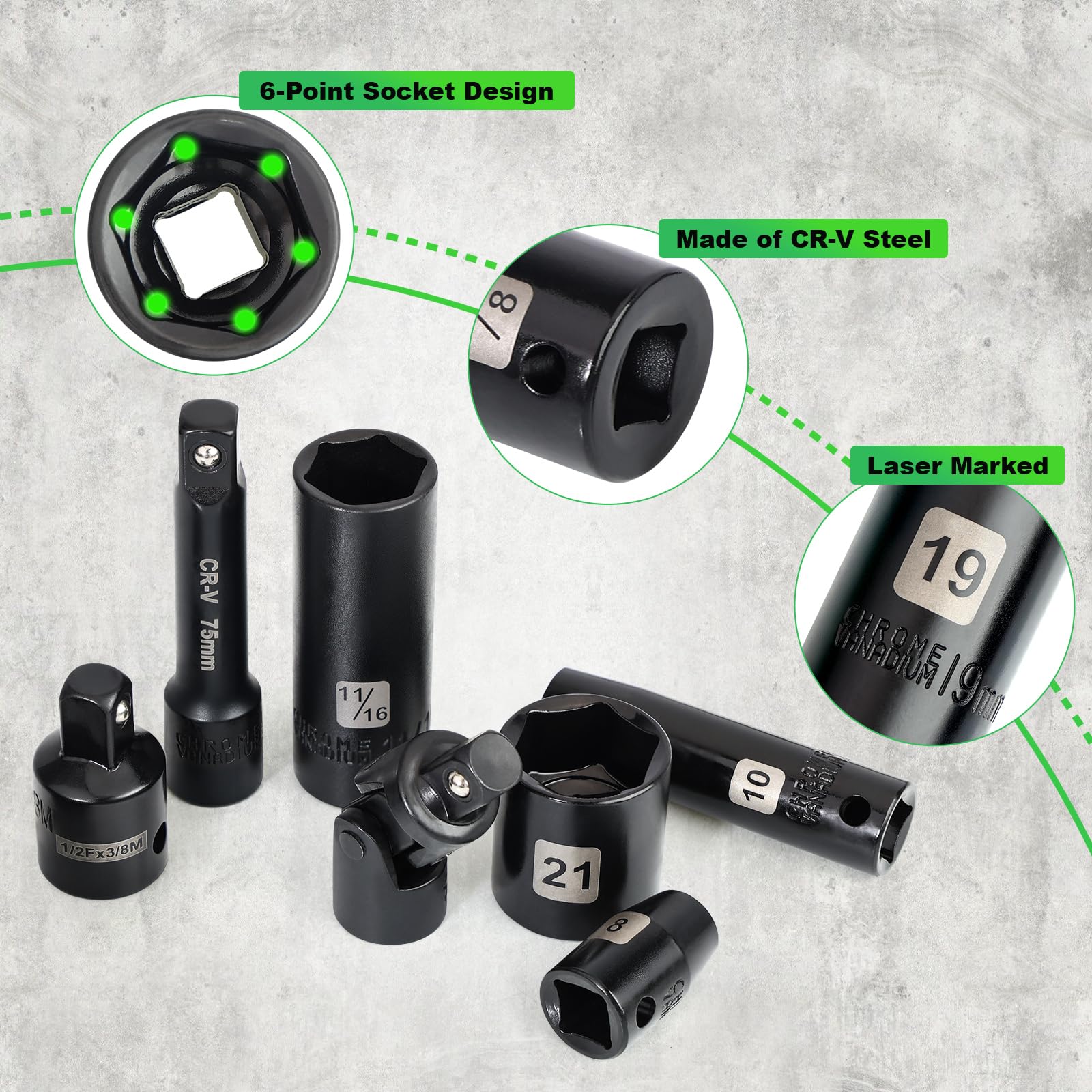 Dangkiy extension bars trio (3 in, 6 in, 1/4 in) reach tight spots