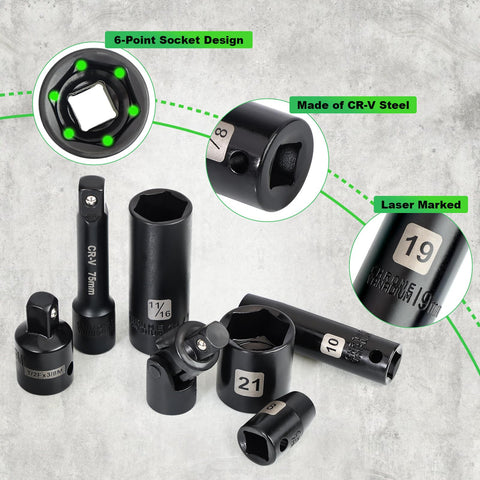 Dangkiy extension bars trio (3 in, 6 in, 1/4 in) reach tight spots