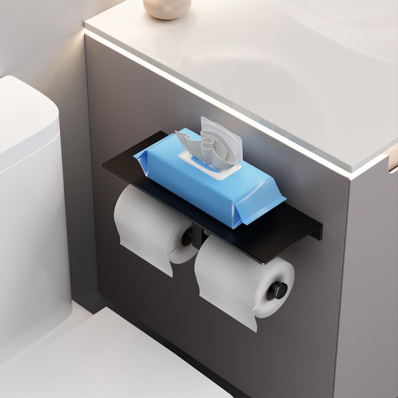 Danpoo adhesive mount option for quick, drill-free installation.