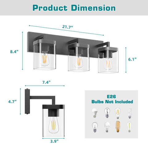 Danshinro vanity light uses E26 bulbs for flexible brightness options