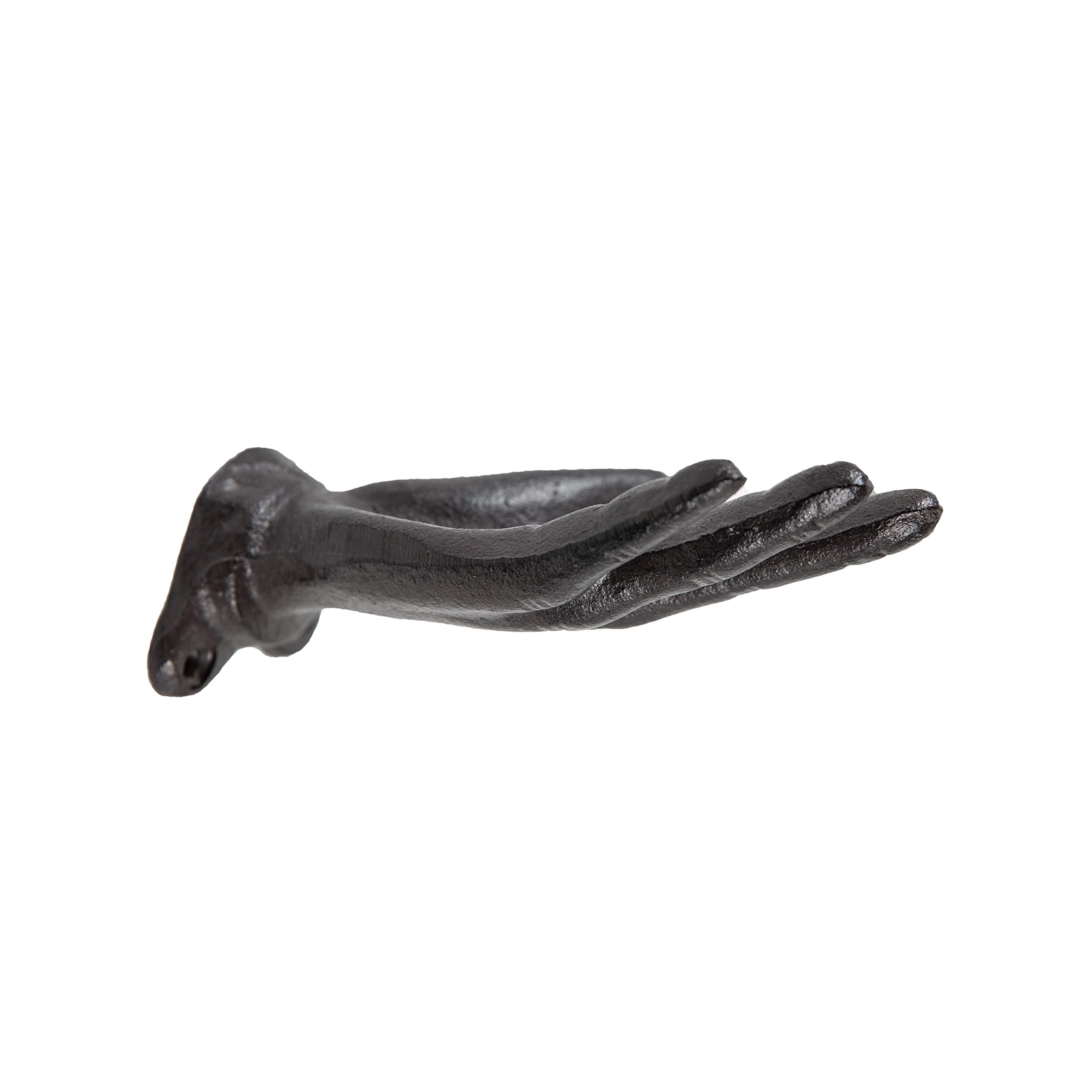 Danya B Palms Up cast iron hooks add rustic charm to any space.