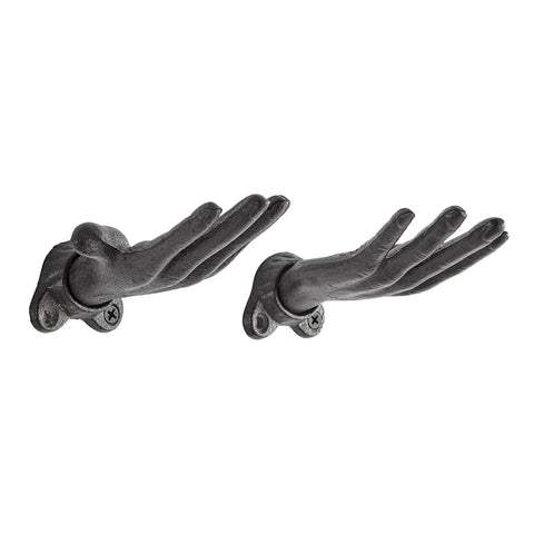 Danya B Palms Up open hands hook holding coats and bags for easy entryway organization.