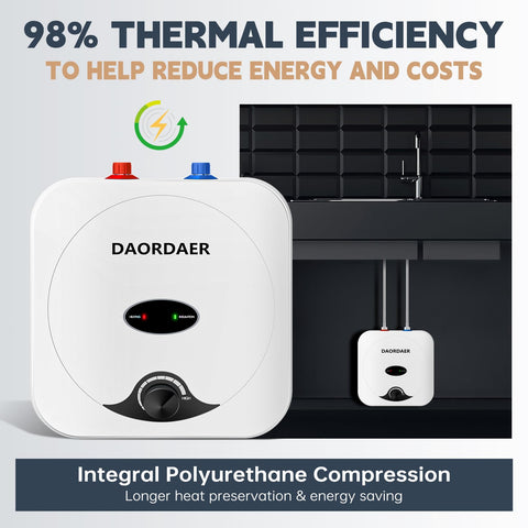 Daordaer 2.5-gallon compact heater saves space under sink