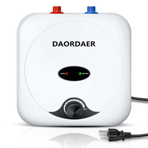 Daordaer mini-tank under-sink white unit delivers on-demand hot water
