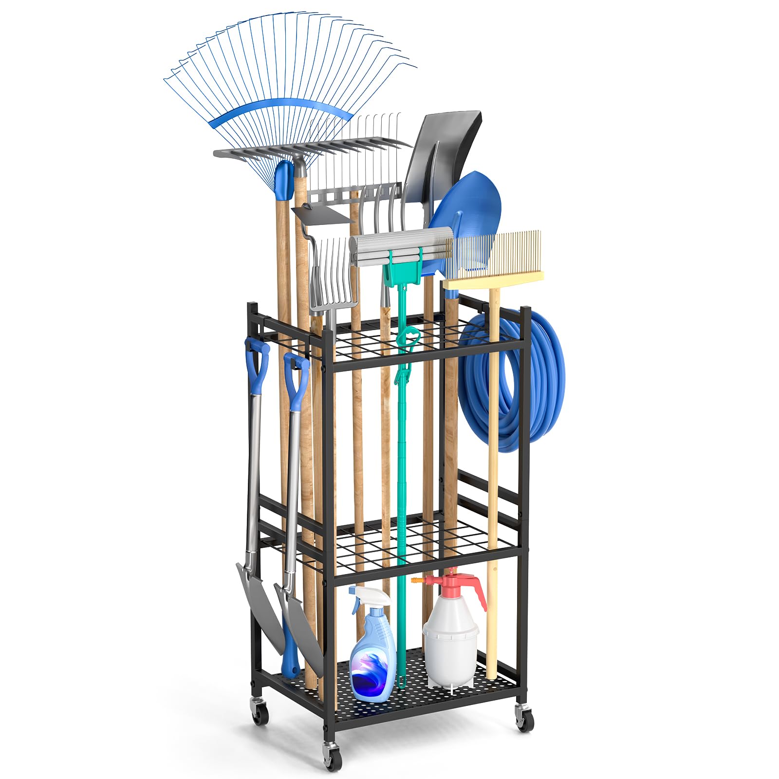 DAOUTIME garden organizer with wheels enables easy yard movement