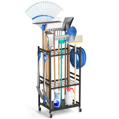 DAOUTIME garden organizer with wheels enables easy yard movement