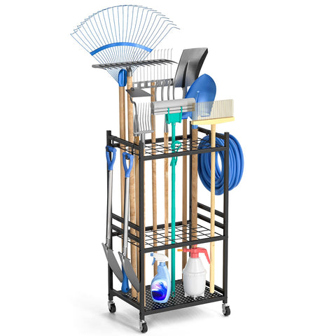 DAOUTIME garden organizer with wheels enables easy yard movement