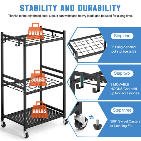 DAOUTIME yard tower rack for garage storage keeps tools organized