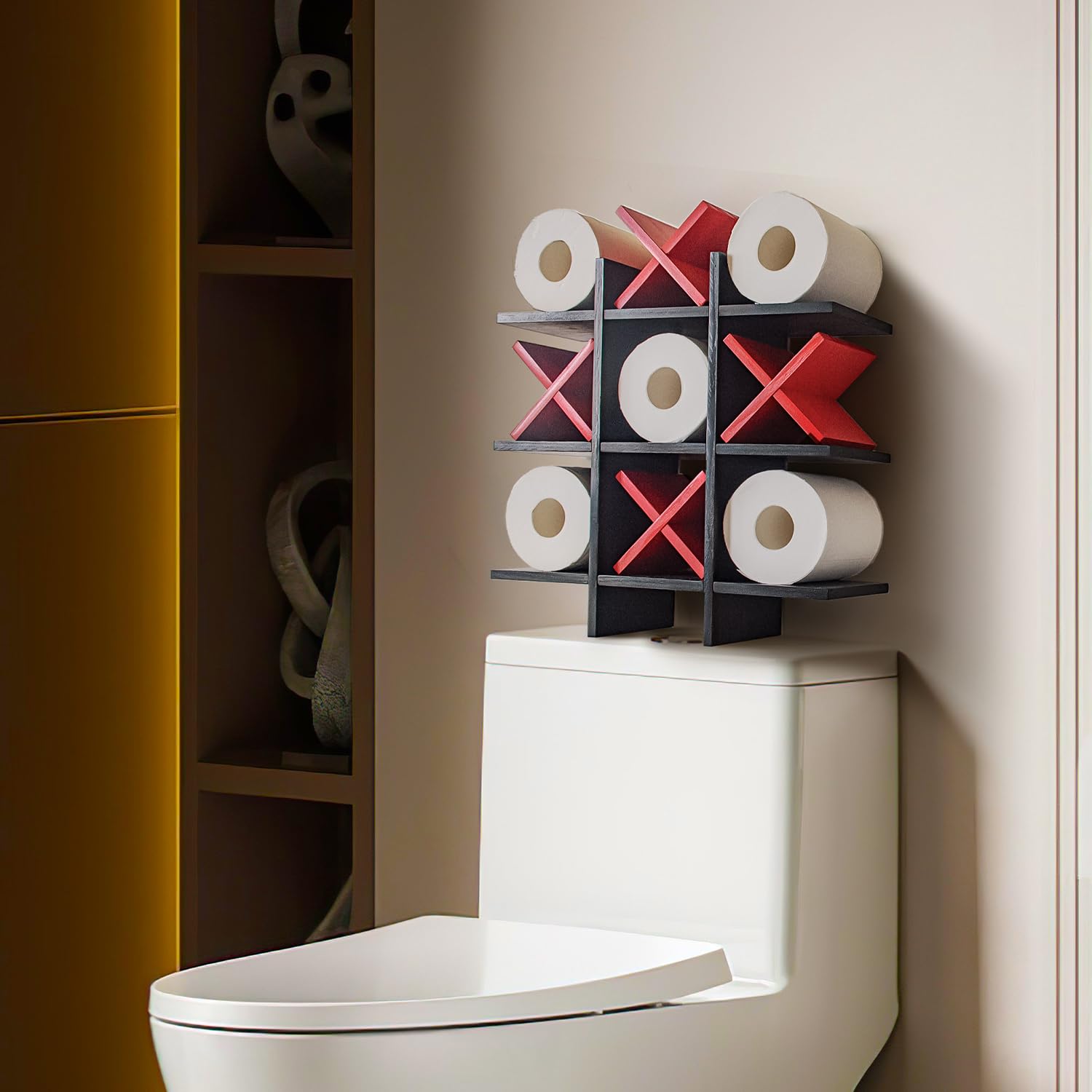 DAOYOUSKY farmhouse bathroom decor with storage and display options.