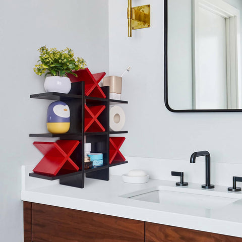 DAOYOUSKY toilet paper holder with shelf for small items.
