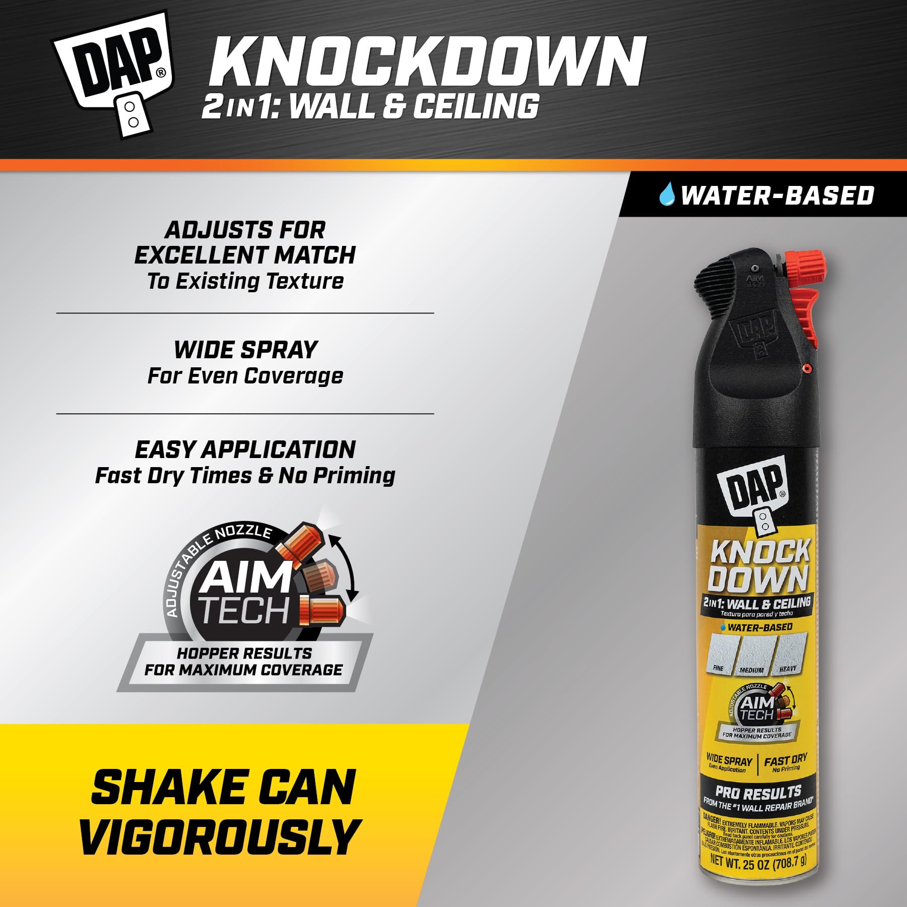 DAP knockdown texture on wall with light flattening using a putty knife.