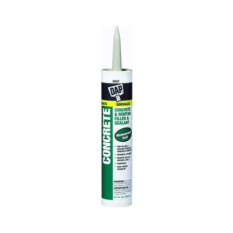 DAP gray concrete sealant fills masonry cracks for a durable finish