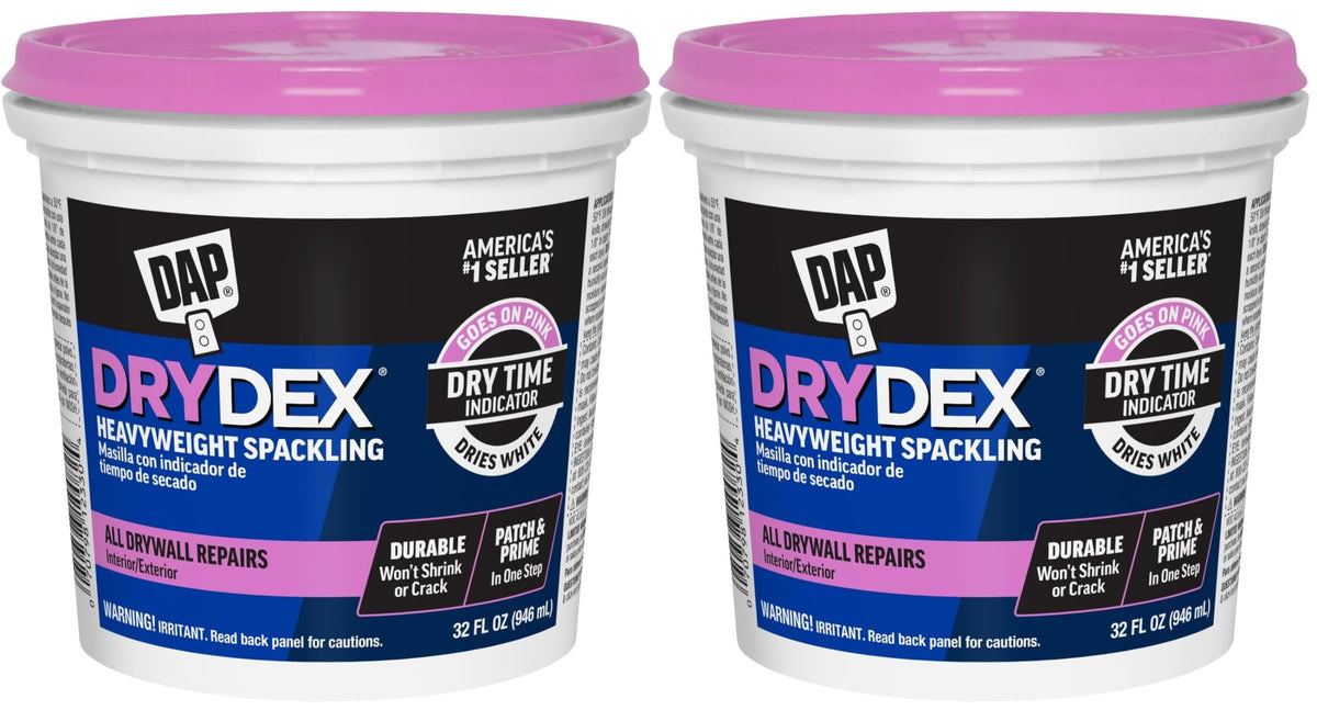 DAP DryDex interior/exterior spackling two-pack ready to sand and paint.