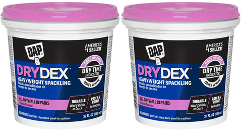DAP DryDex interior/exterior spackling two-pack ready to sand and paint.