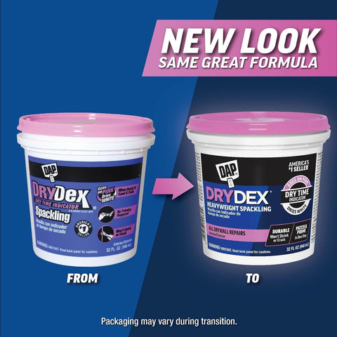 DAP DryDex spackling used on wood, drywall, and plaster surfaces.