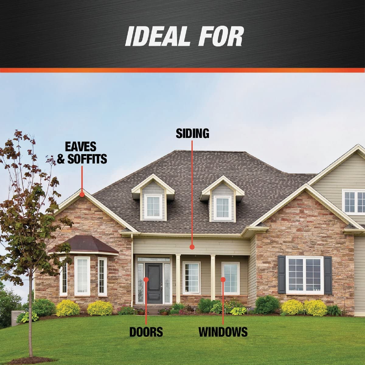 DAP Dynaflex 230 white weatherproof seal guarding exterior joints.