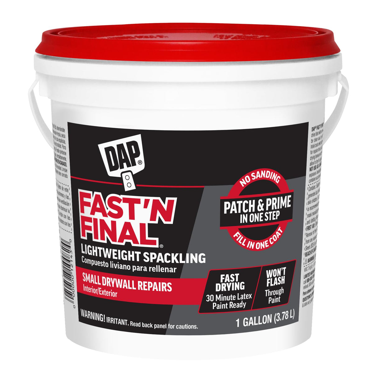 DAP Fast'N Final spackling tub closeup, smooth texture ideal for seamless wall repairs.