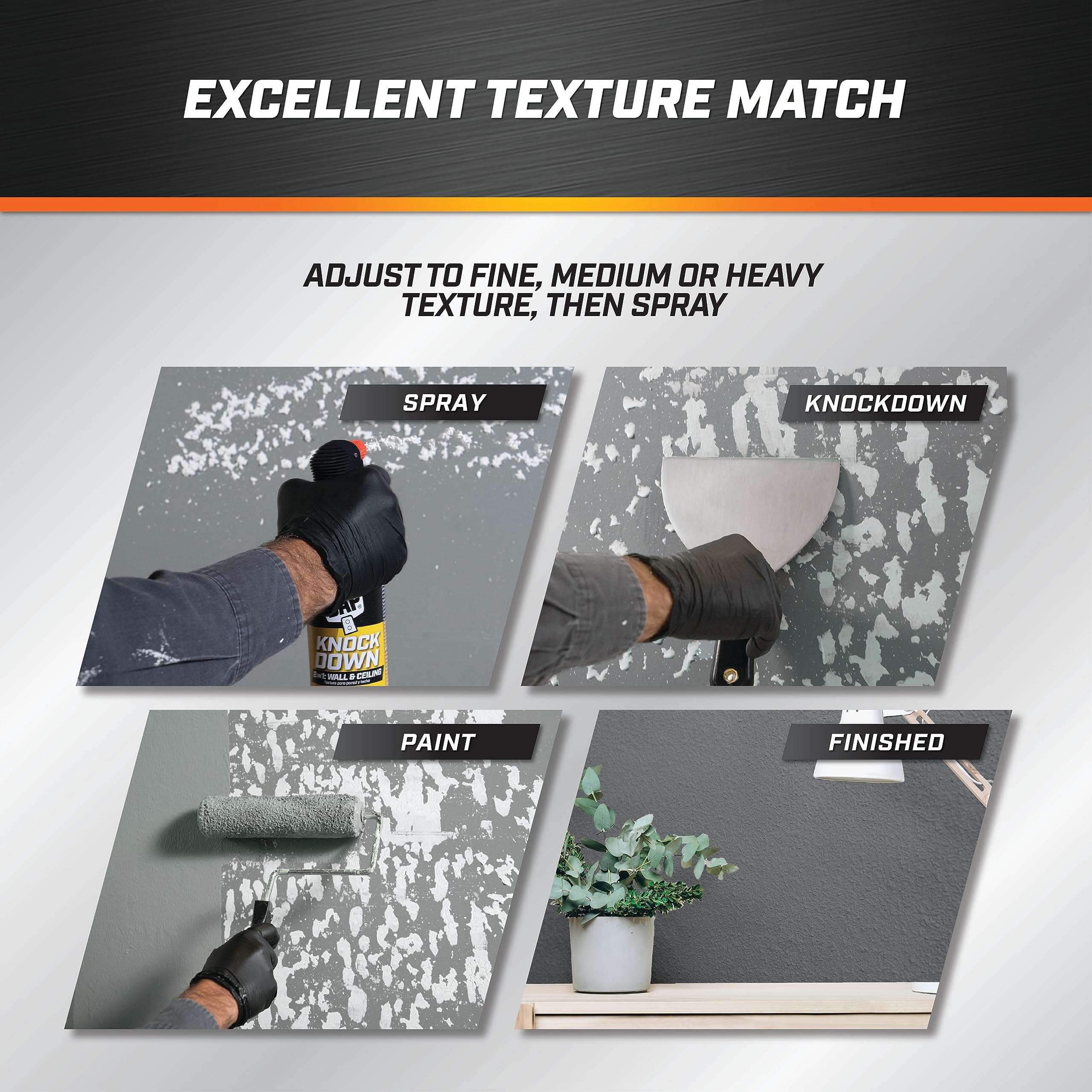 DAP interior and exterior texture spray offers versatile use on multiple surfaces.