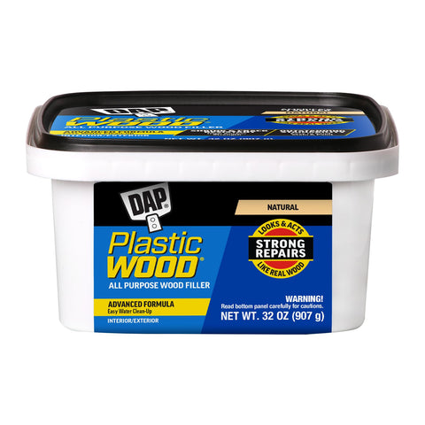 DAP Plastic Wood Filler natural 32 oz bottle for seamless repairs.