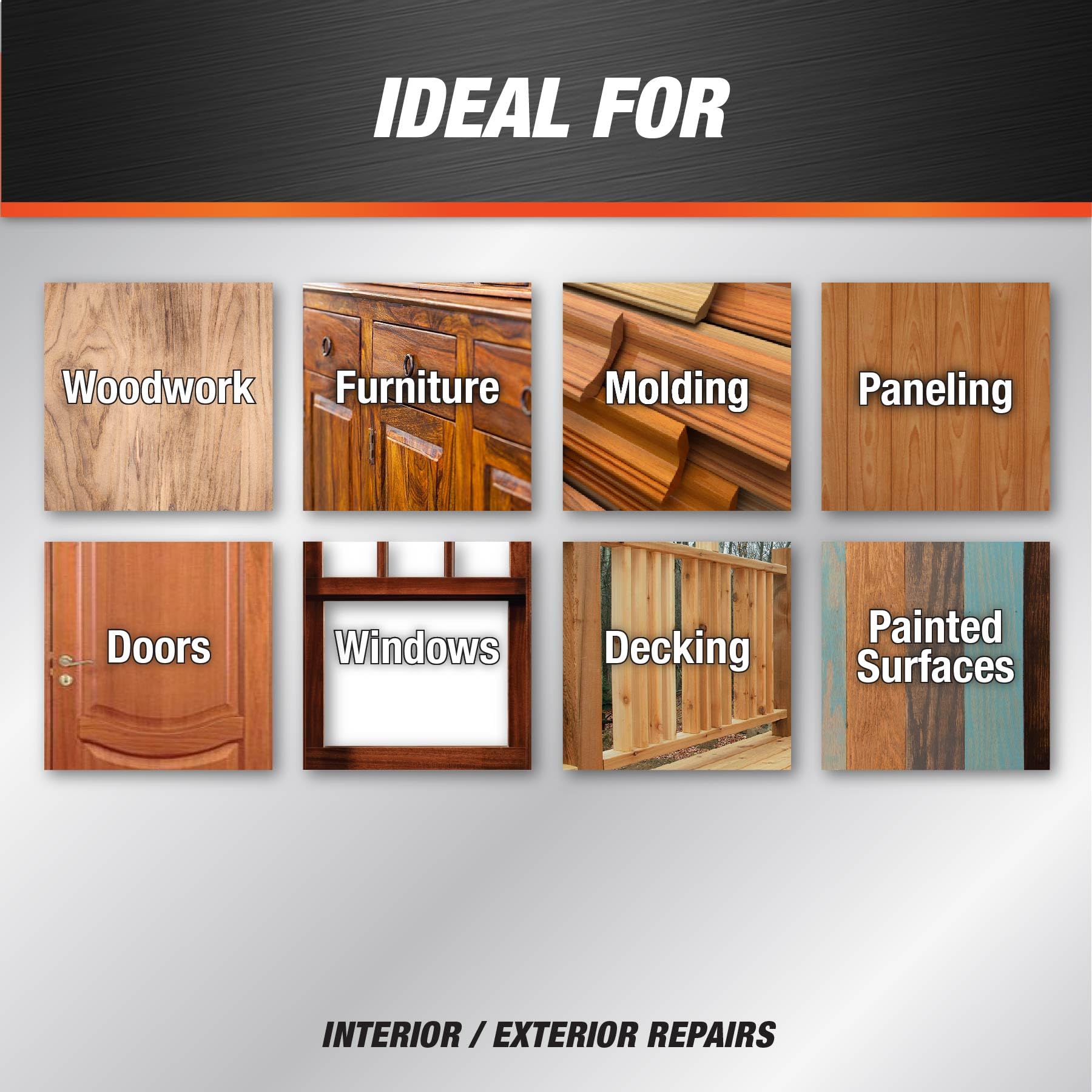 DAP Plastic Wood Filler accepts stain and paint for natural finish.