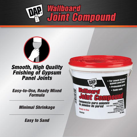 DAP Wallboard Joint Compound used to embed reinforcing tape for strong seams.