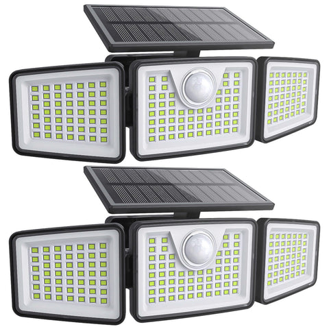 Daphino 2500LM solar light front view showing motion-activated entry lighting