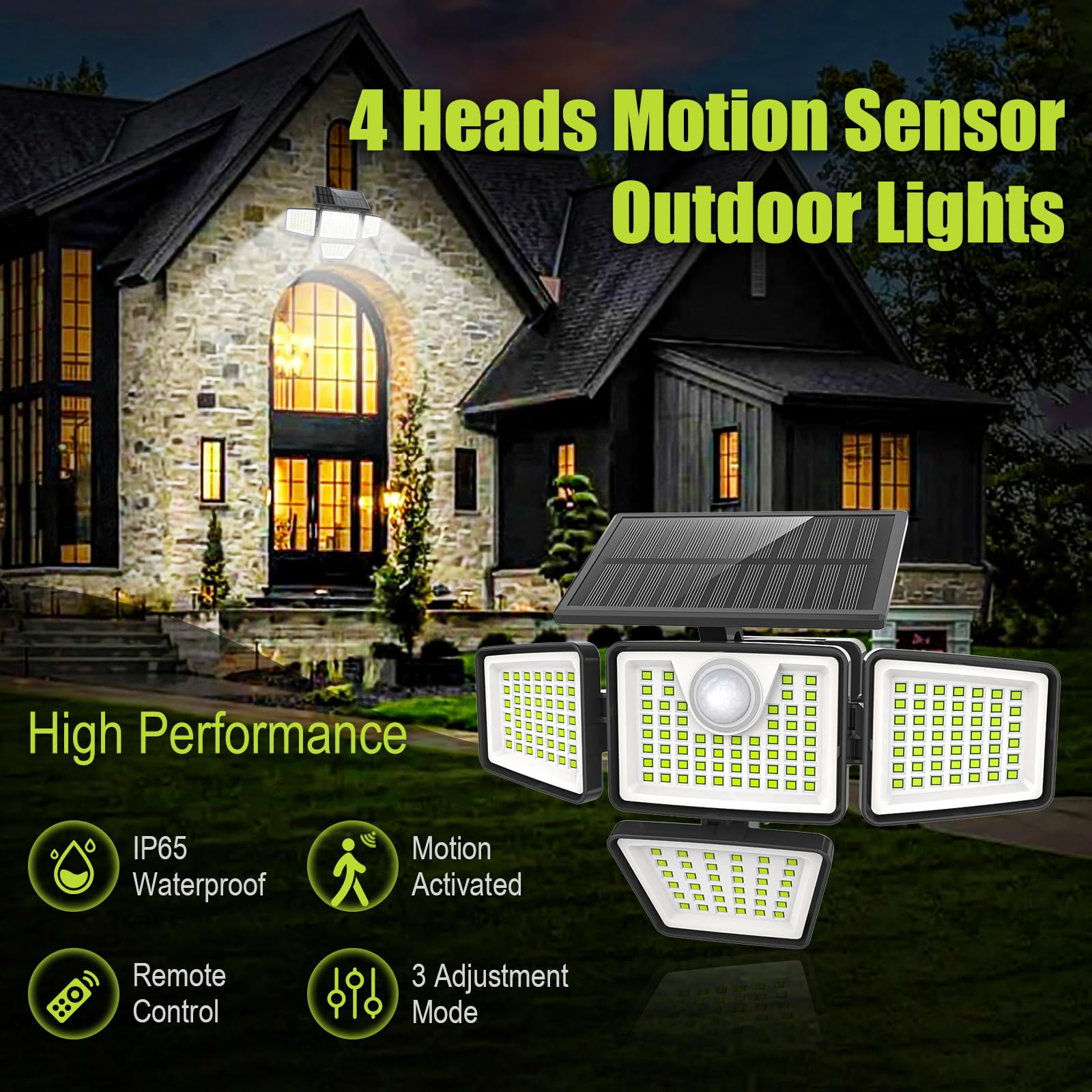 Daphino 3000LM solar light with motion sensor detects activity clearly.