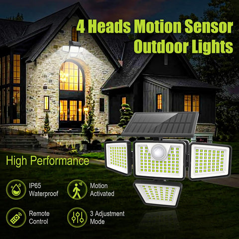 Daphino 3000LM solar light with motion sensor detects activity clearly.