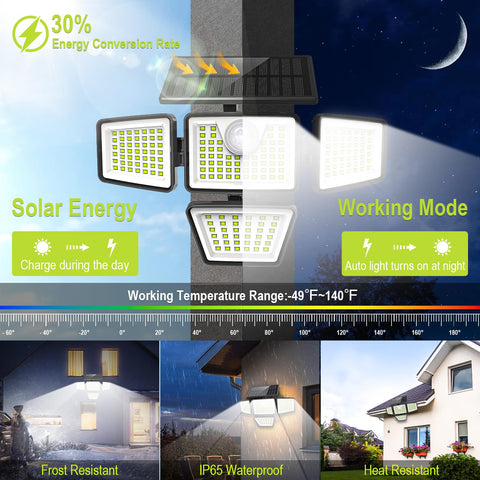 Daphino 3000LM solar light provides wide-angle coverage for outdoor spaces.