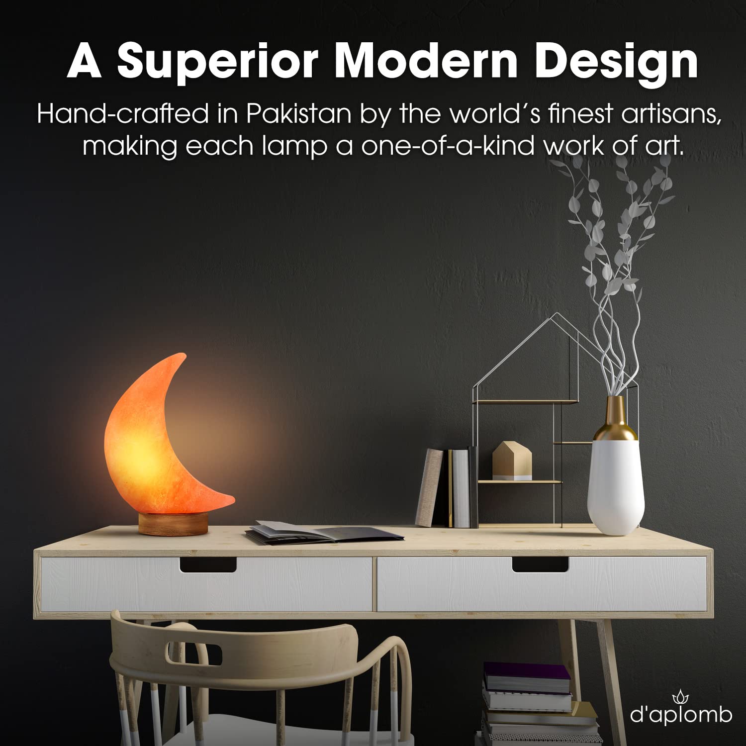 d'aplomb Himalayan salt lamp makes a thoughtful gift for wellness and decor.