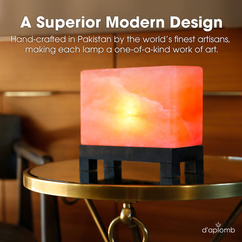 d'aplomb Himalayan salt lamp packaging in premium gift box.