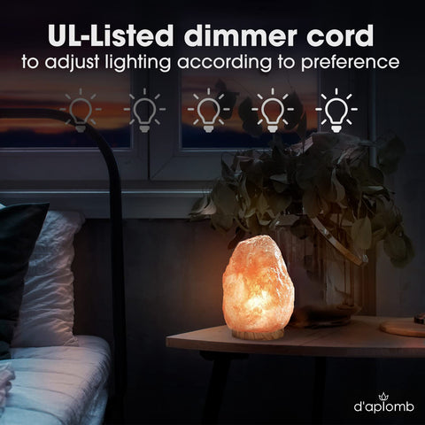 Daplomb salt lamp glow creating calming ambience in living spaces.