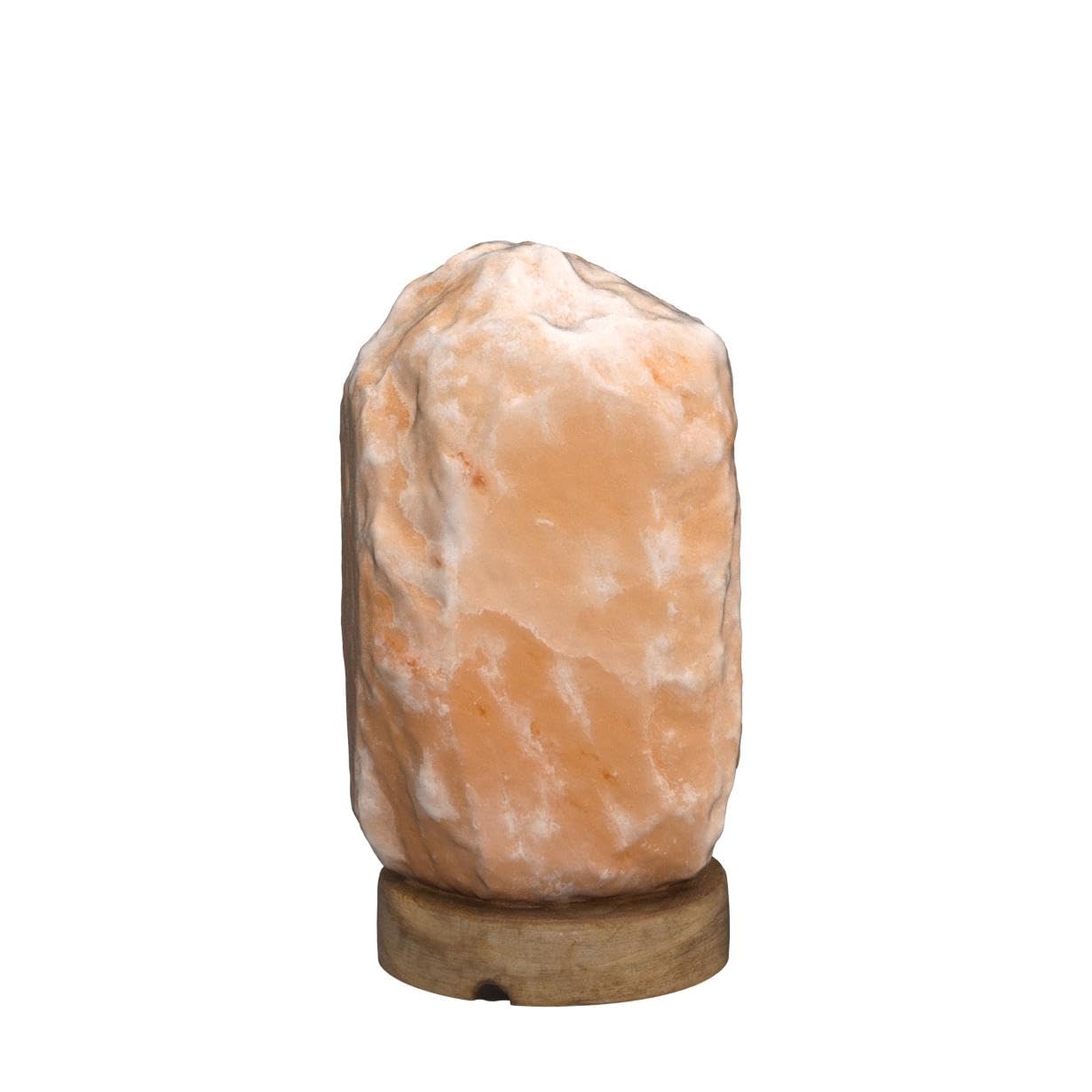 daplomb salt lamp resting on a handcrafted wooden base for stylish display.