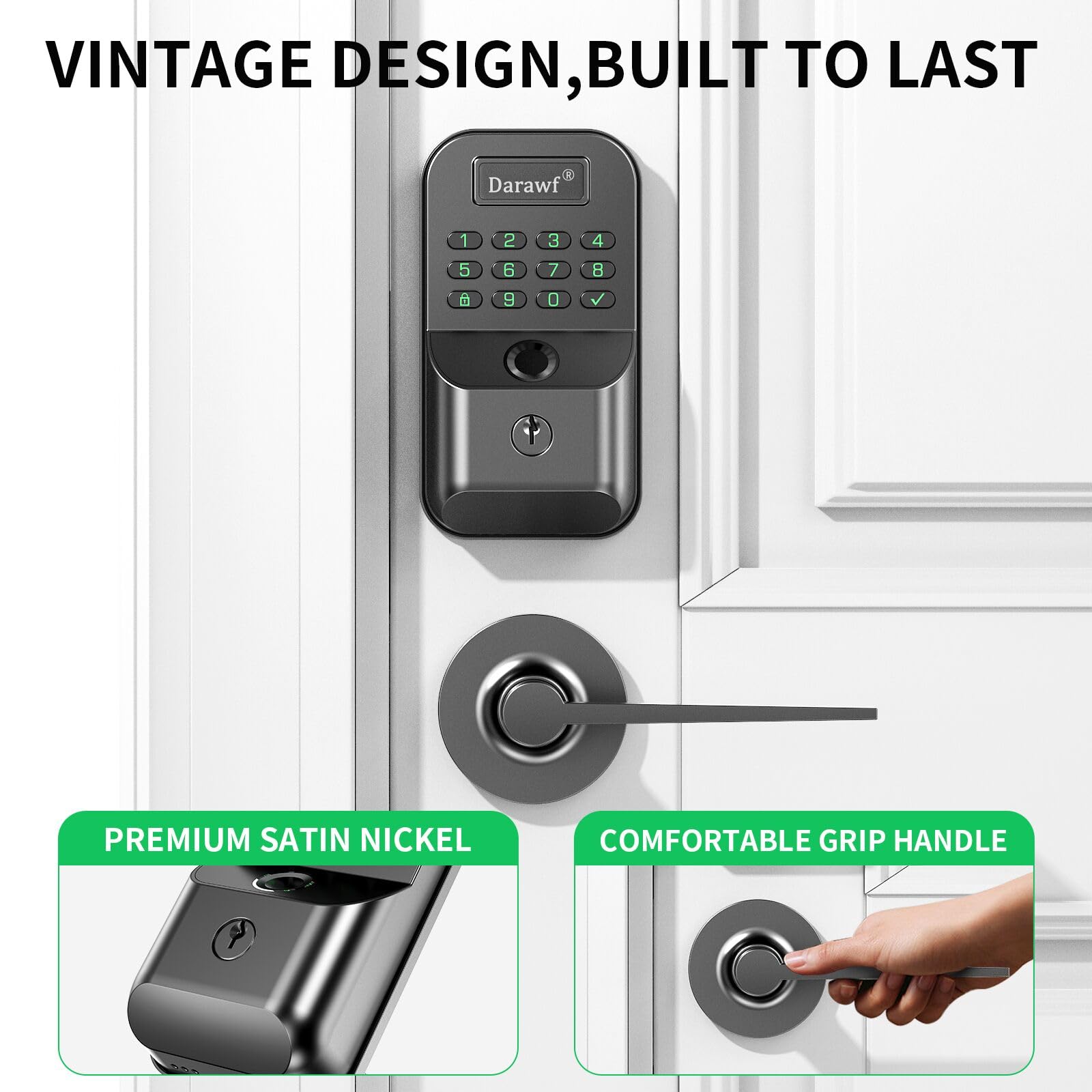 Darawf auto-lock feature secures doors after 1-99 seconds.
