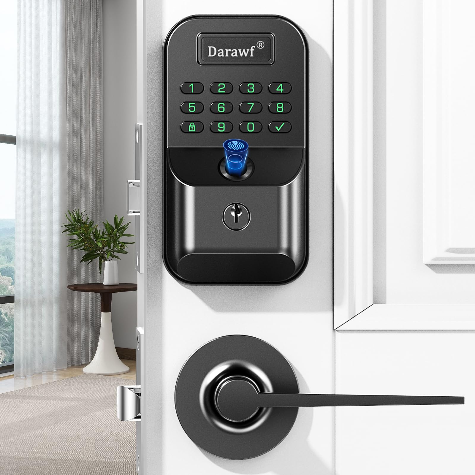 Darawf keyless entry lock with fingerprint for quick family access.