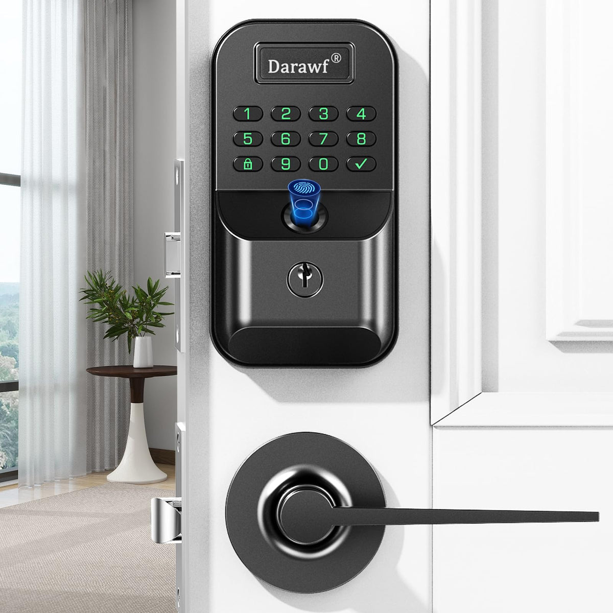 Darawf keyless entry lock with fingerprint for quick family access.