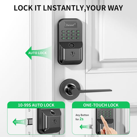 Darawf lock with traditional key option for backup entry.