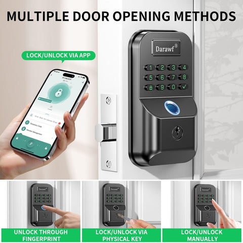 Darawf keyless lock with PIN code for convenient entry.