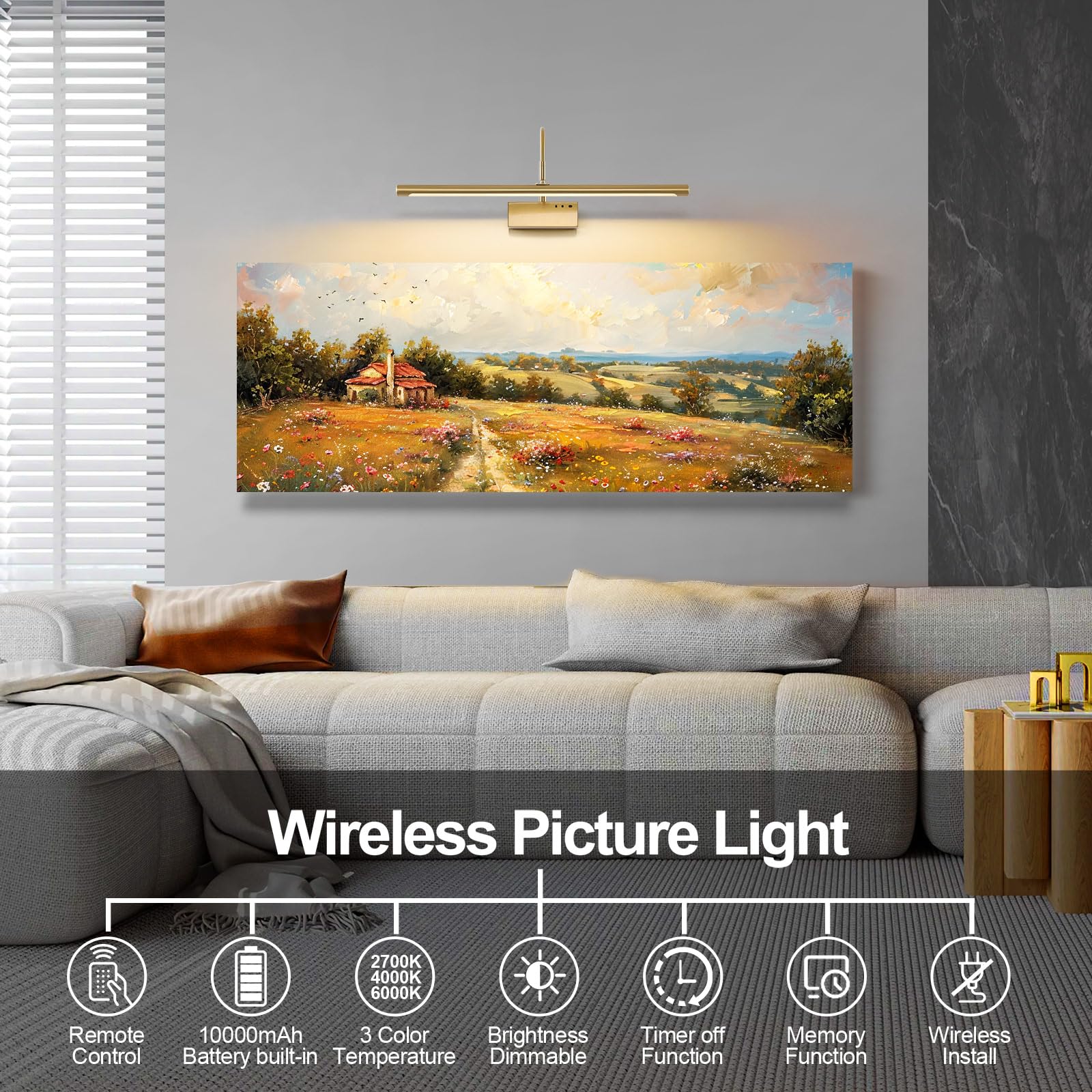 DarHorz brass finish wall light with adjustable arm for precise artwork lighting