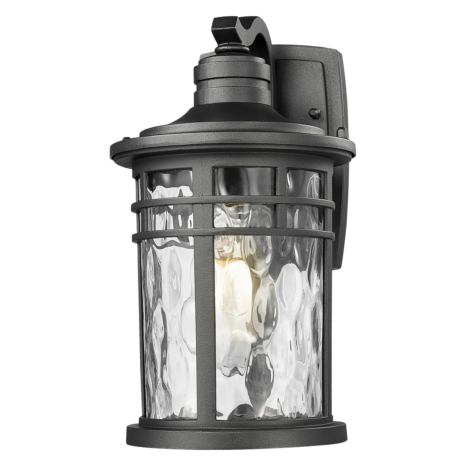 Darkaway outdoor porch light with water ripple glass for inviting entryway glow.