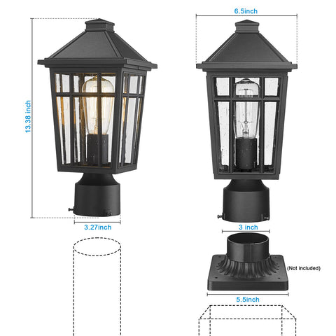 Darkaway post light in durable matte black housing for weather resistance.