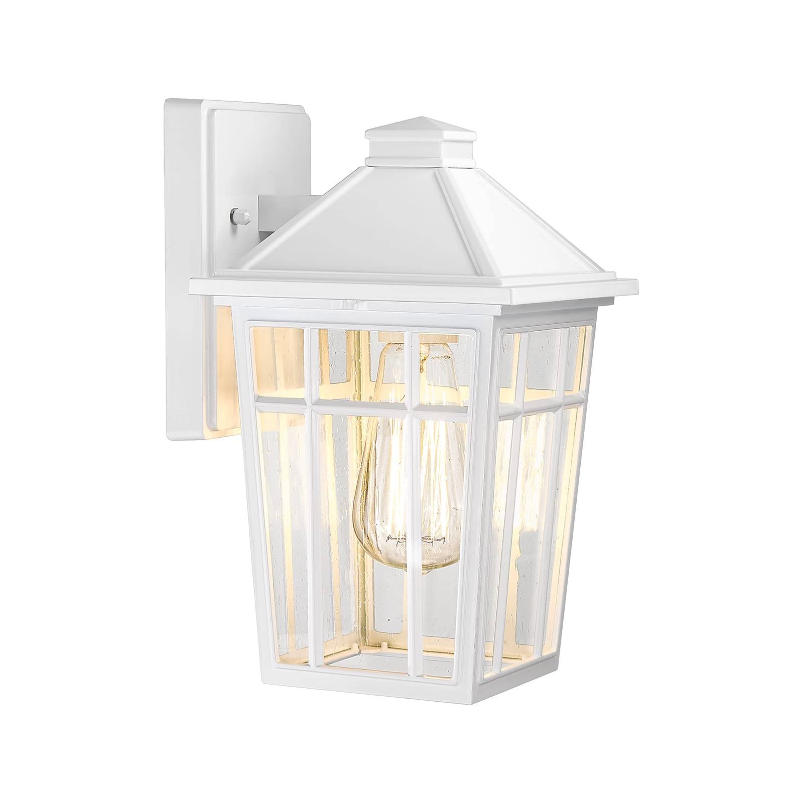 Darkaway outdoor sconce in white finish lighting the front porch