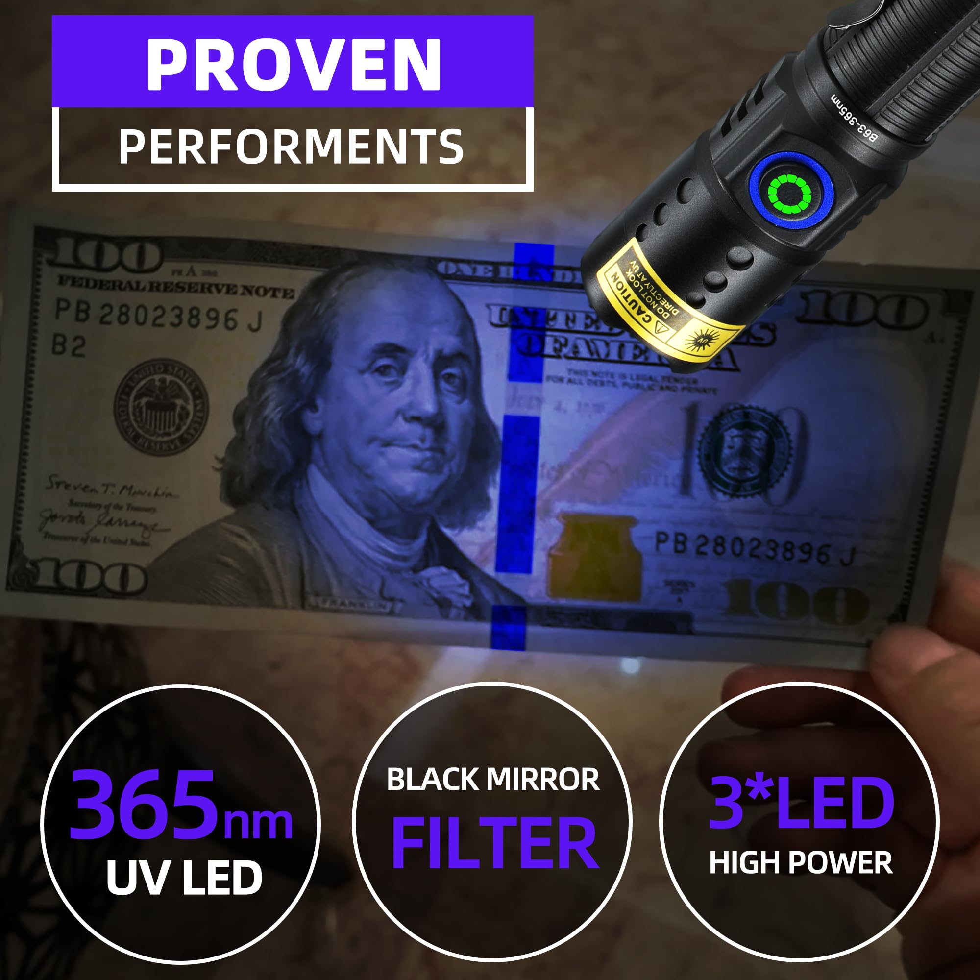 DarkBEAM 365nm UV flashlight helps detect AC leaks under dark conditions.