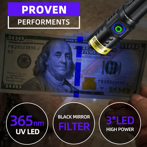DarkBEAM 365nm UV flashlight helps detect AC leaks under dark conditions.