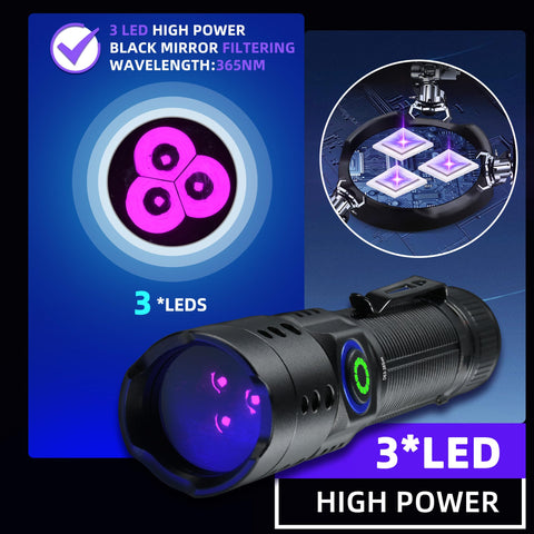 DarkBEAM 365nm UV flashlight aids resin curing with bright fluorescence.