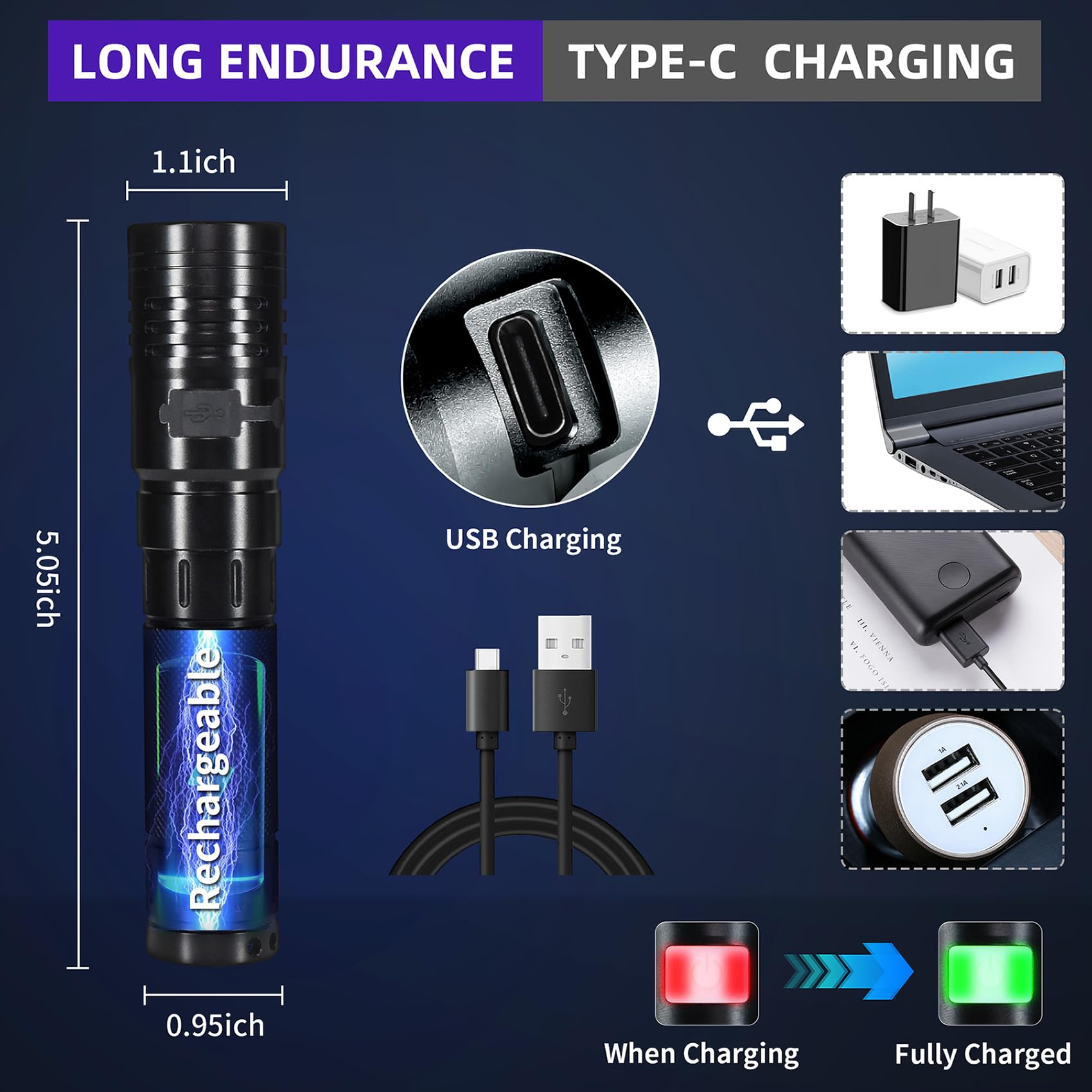 DARKBEAM compact 20W UV flashlight with holster, ideal for belt or bag