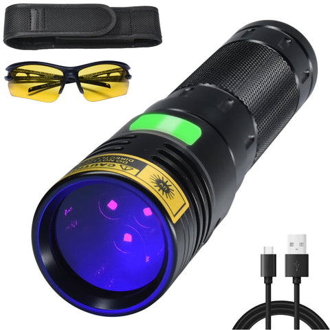 DARKBEAM UV flashlight 365nm front view showing high 20W output for vivid fluorescence