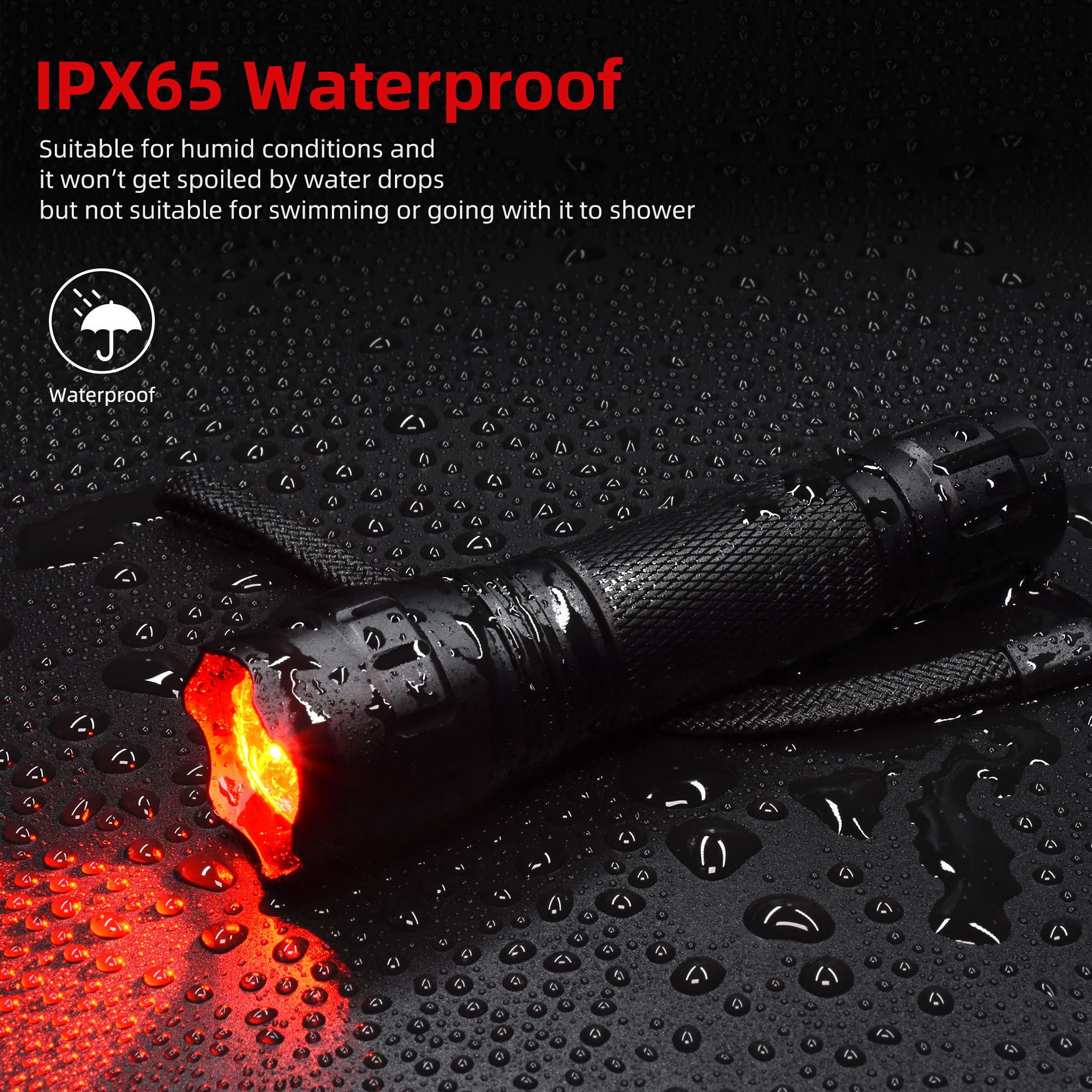 DARKBEAM red light flashlight rugged, durable body for outdoor adventures.